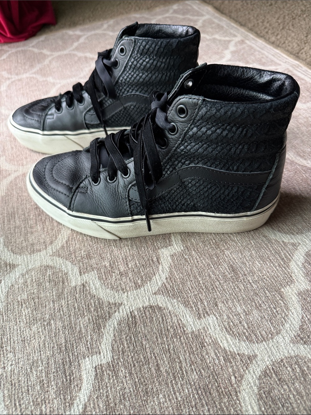 Women’s Vans Black High-Top Suede and Leather Sneakers